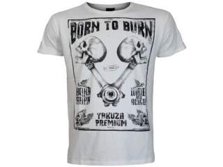 Tričko Yakuza Premium 3819 VINTAGE - bílé (Off White), Rude and Rough, Born to Burn, Los Angeles